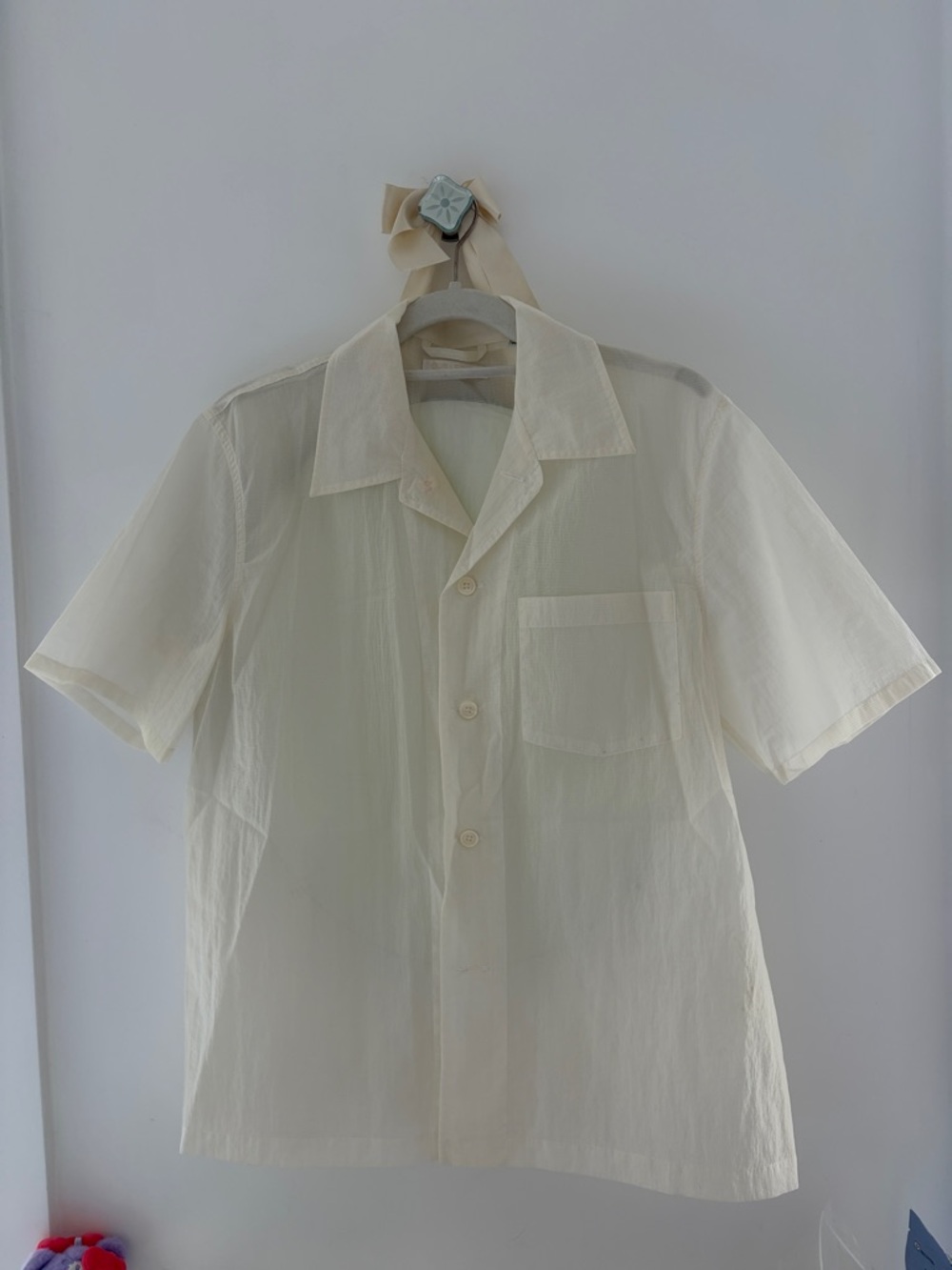 Our Legacy Cream Short Sleeve Button-Down Camp Collar Shirt